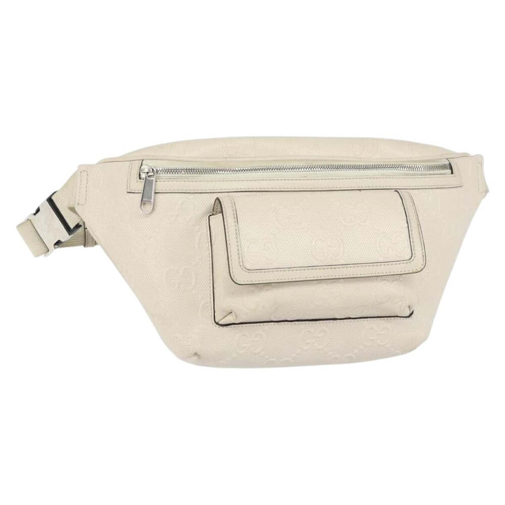 Gucci Gg Supreme Waist Bag White Silver #359426G67B
